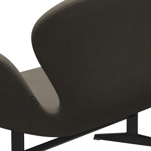 [product_category]-Fritz Hansen Swan Sofa 2 Seater, Black Lacquered/Tonus Dusty Brown-Fritz Hansen-3321-TON613-BLLA-FRI-5