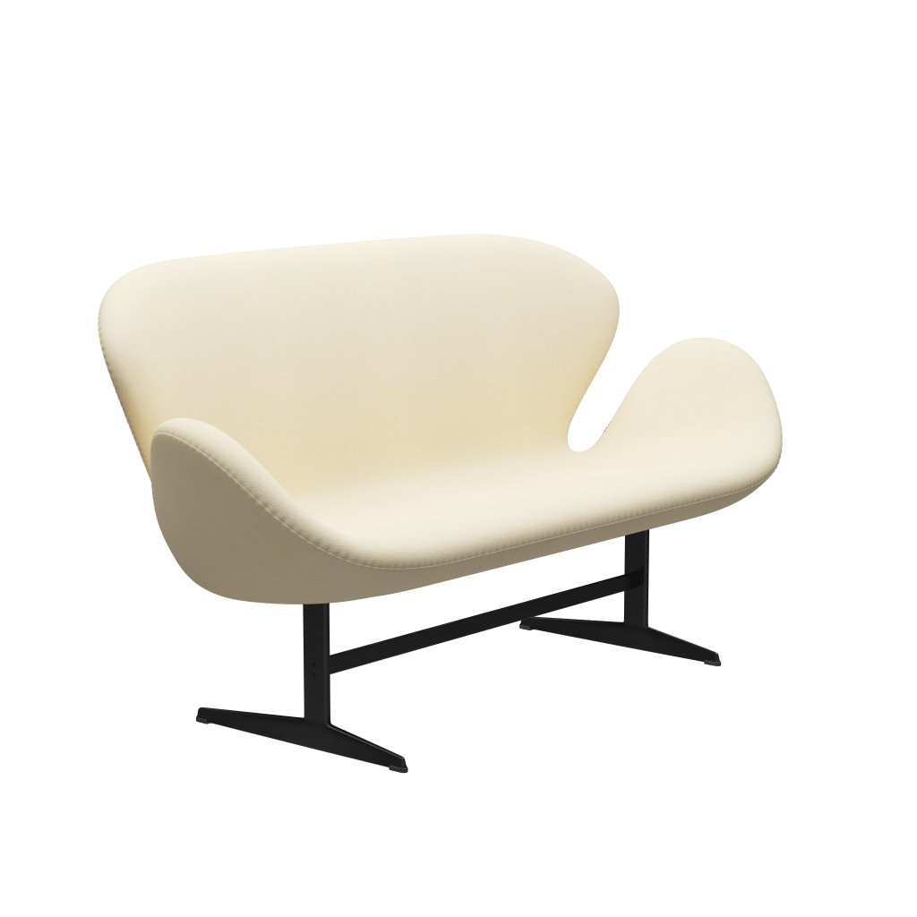 [product_category]-Fritz Hansen Swan Sofa 2 Seater, Black Lacquered/Tonus Wool White-Fritz Hansen-3321-TON100-BLLA-FRI-2