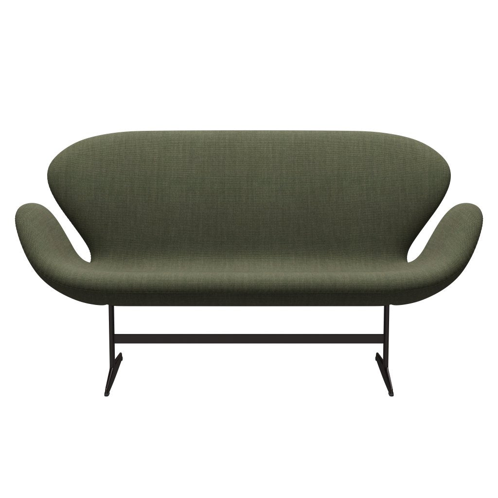 Fritz Hansen Swan Sofa 2 -sæder, brun bronze/lærred mosegrøn