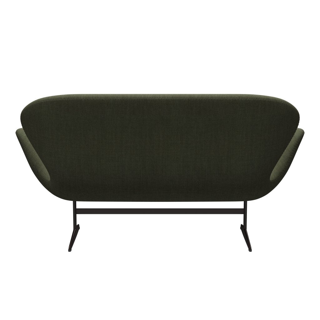 Fritz Hansen Swan Sofa 2 -Sitzer, braune Bronze/Leinwand Moosgrün