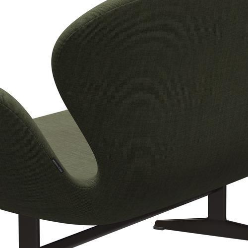 Fritz Hansen Swan Sofa 2 -Sitzer, braune Bronze/Leinwand Moosgrün