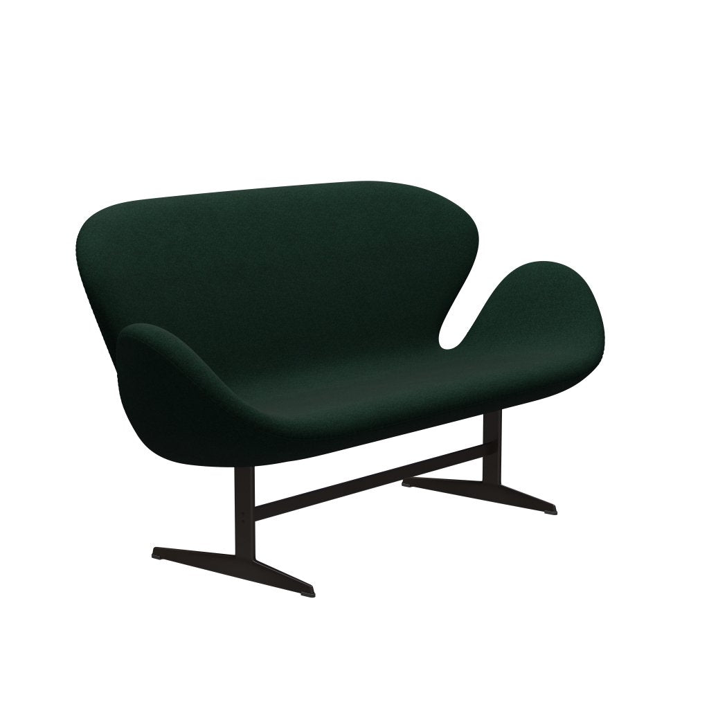 [product_category]-Fritz Hansen Swan Sofa 2 Seater, Brown Bronze/Divina Melange Dark Green-Fritz Hansen-3321-DIM871-BBBASE-FRI-2