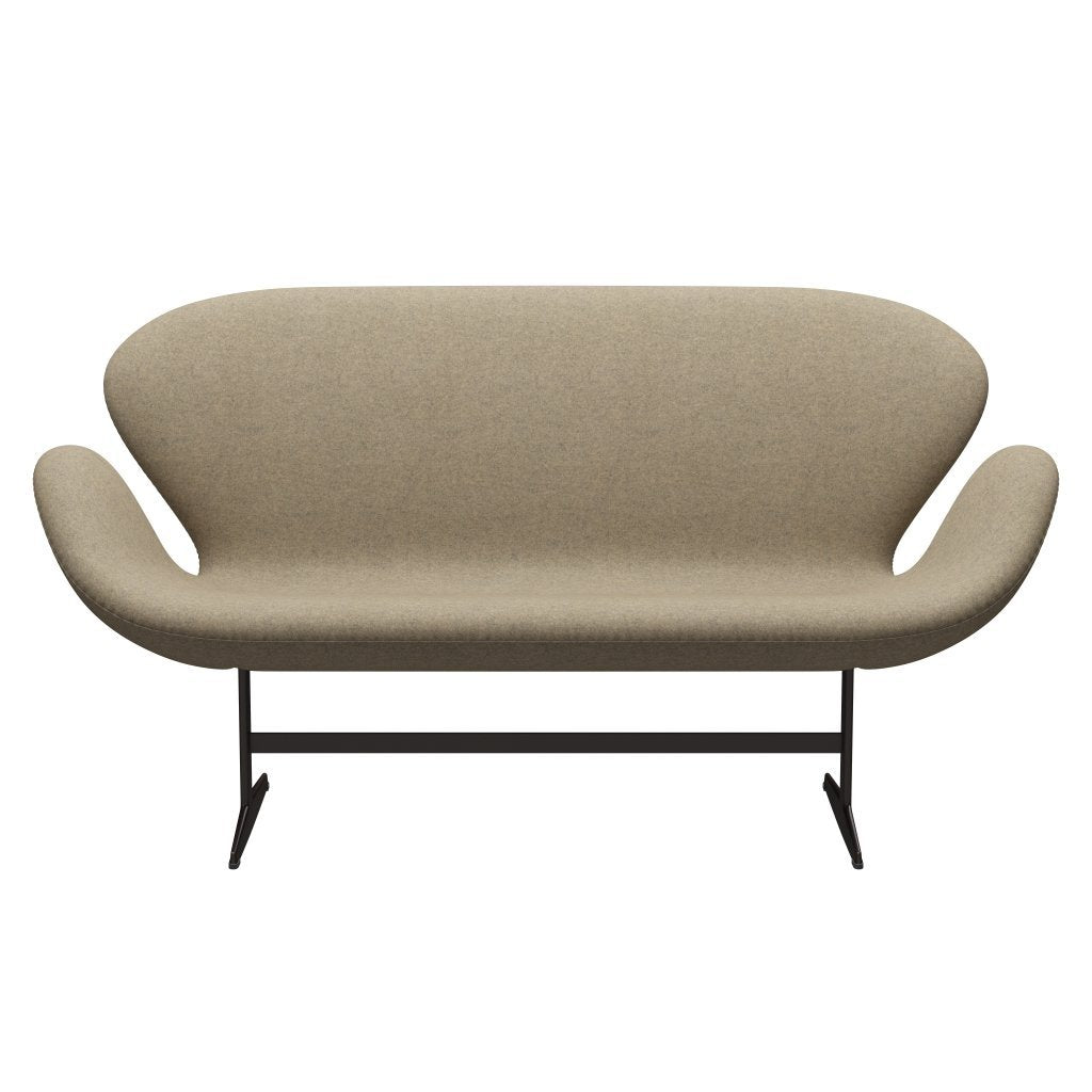 [product_category]-Fritz Hansen Swan Sofa 2 Seater, Brown Bronze/Divina Melange Grey Sand-Fritz Hansen-3321-DIM237-BBBASE-FRI-1