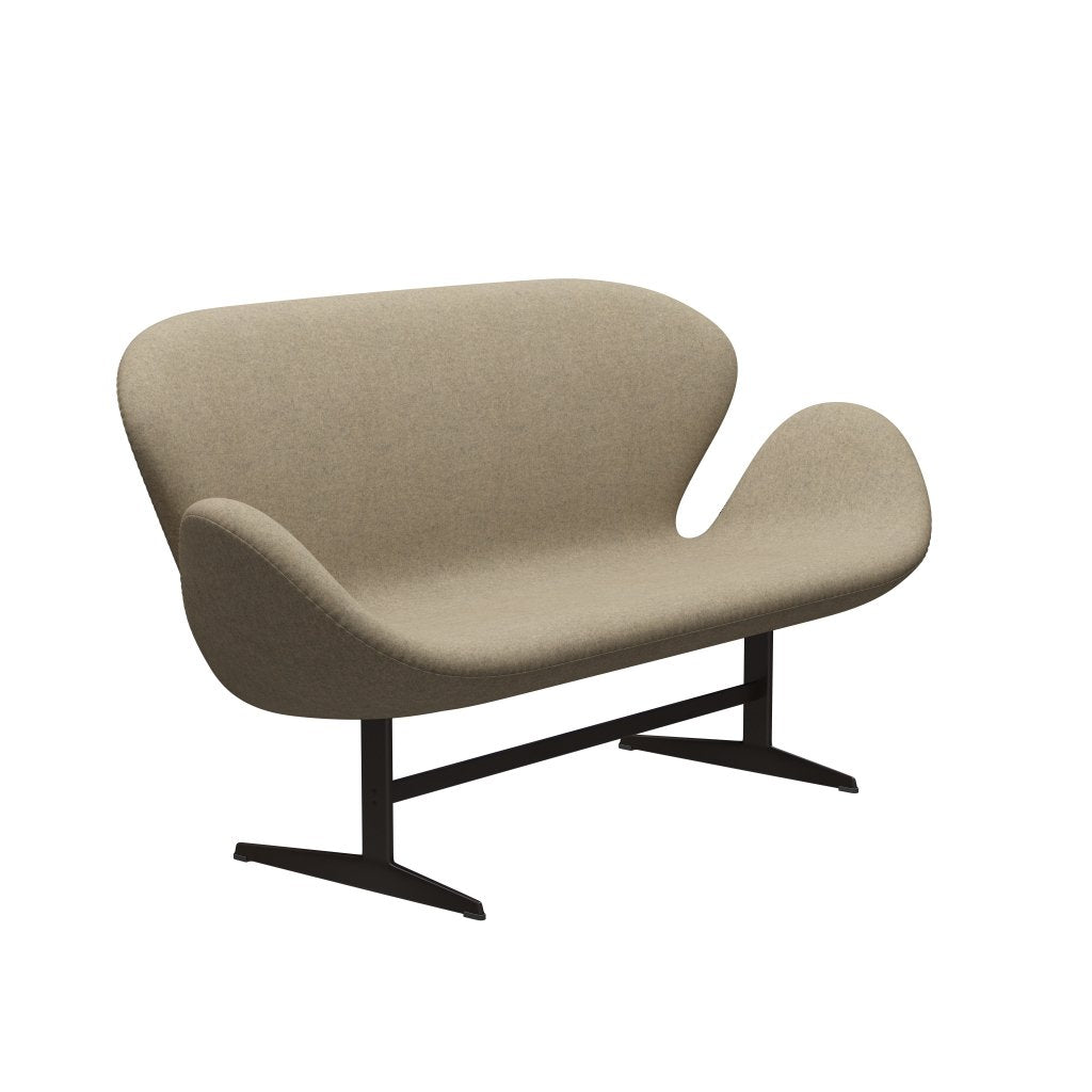 [product_category]-Fritz Hansen Swan Sofa 2 Seater, Brown Bronze/Divina Melange Grey Sand-Fritz Hansen-3321-DIM237-BBBASE-FRI-2