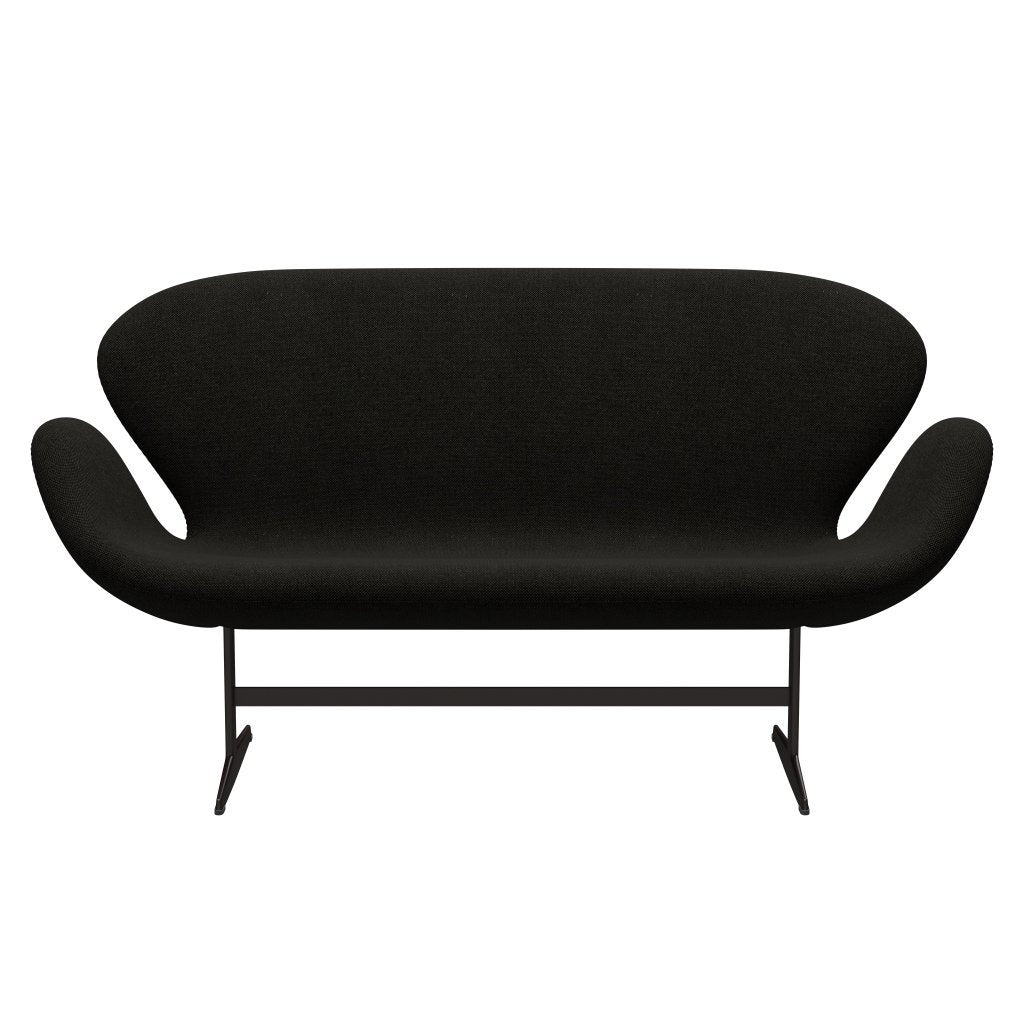 [product_category]-Fritz Hansen Swan Sofa 2 Seater, Brown Bronze/Hallingdal Black/Grey (173)-Fritz Hansen-3321-HAL173-BBBASE-FRI-1