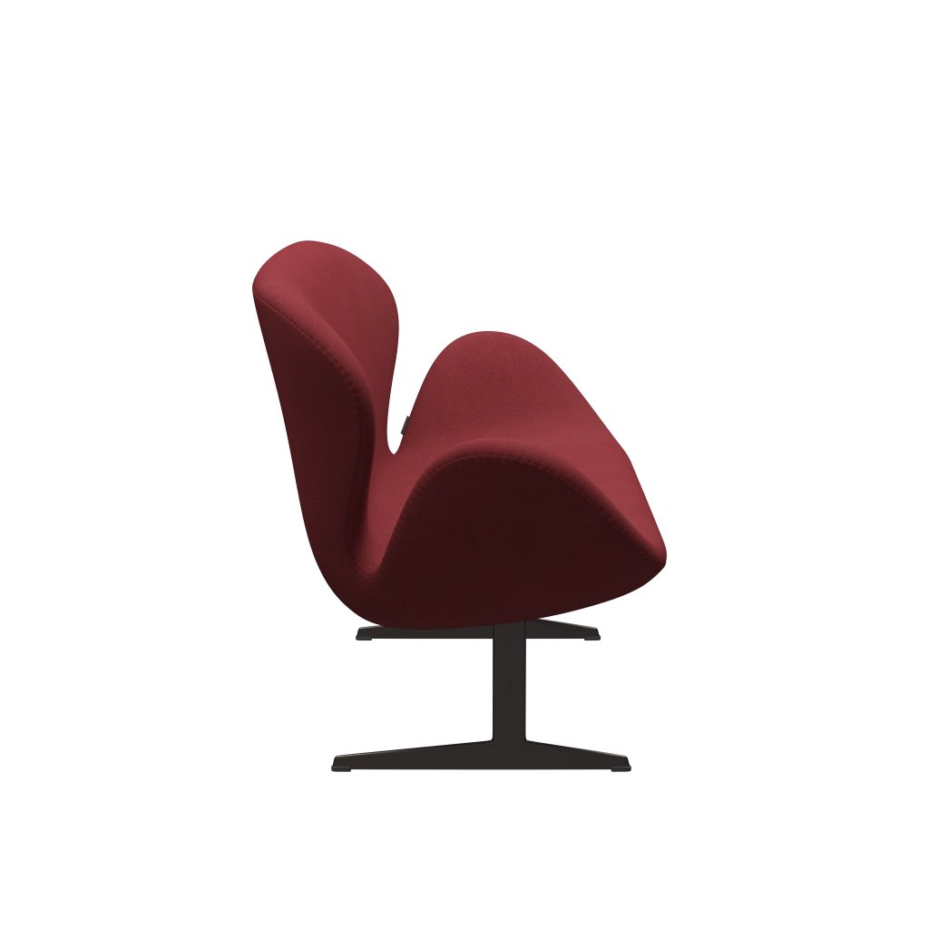 Fritz Hansen Swan Sofá 2 plazas, bronce marrón/trío de chupas de acero rojo oscuro