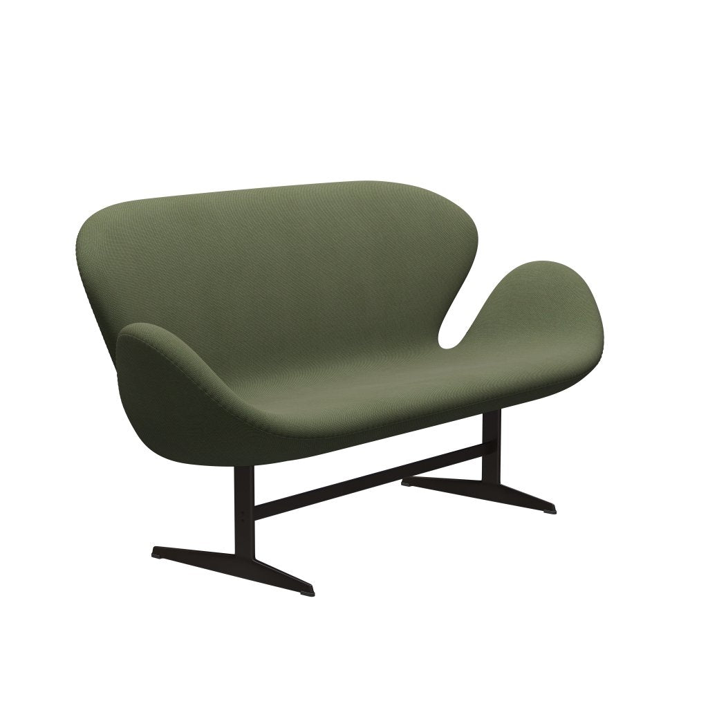 Fritz Hansen Swan Sofa 2 -Sitzer, braune Bronze/Stahlkut -Trio weiches Grün