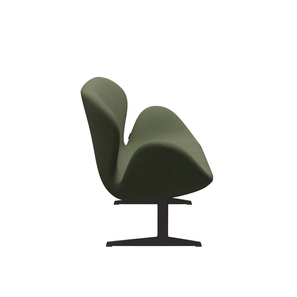 Fritz Hansen Swan Sofá 2 plazas, bronce marrón/trío de chorro de acero verde suave