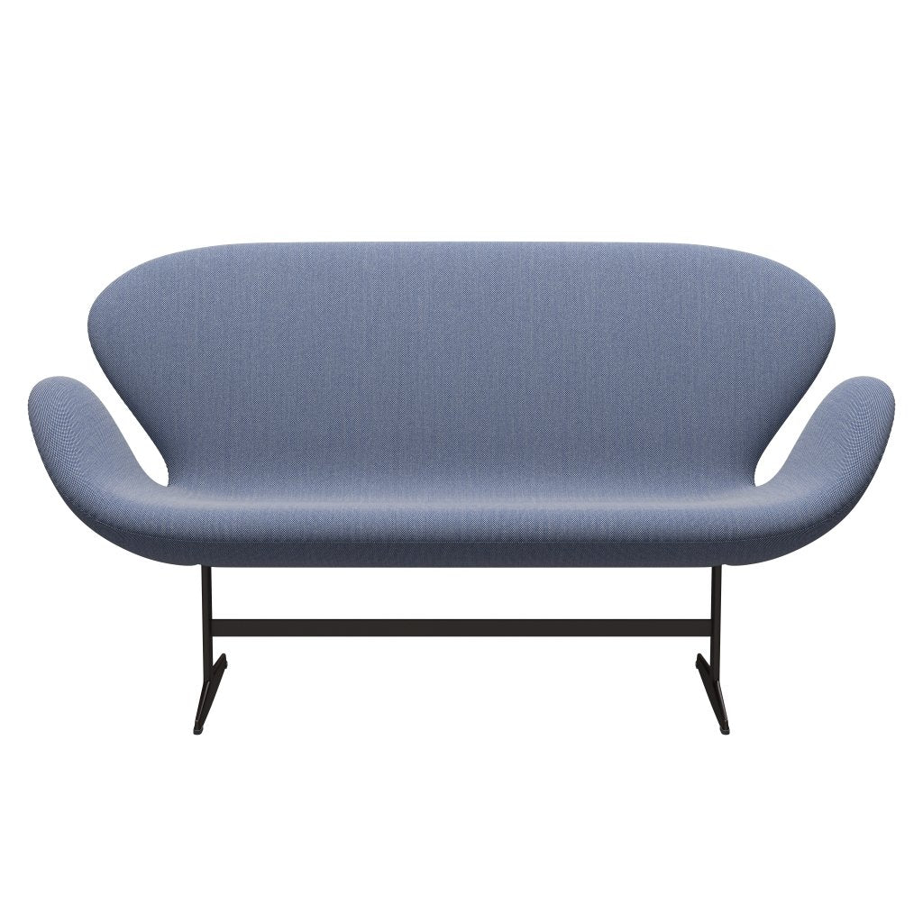 Fritz Hansen Swan Sofa 2 -Sitzer, braune Bronze/Stahlkut -Trio Weiß/Blau