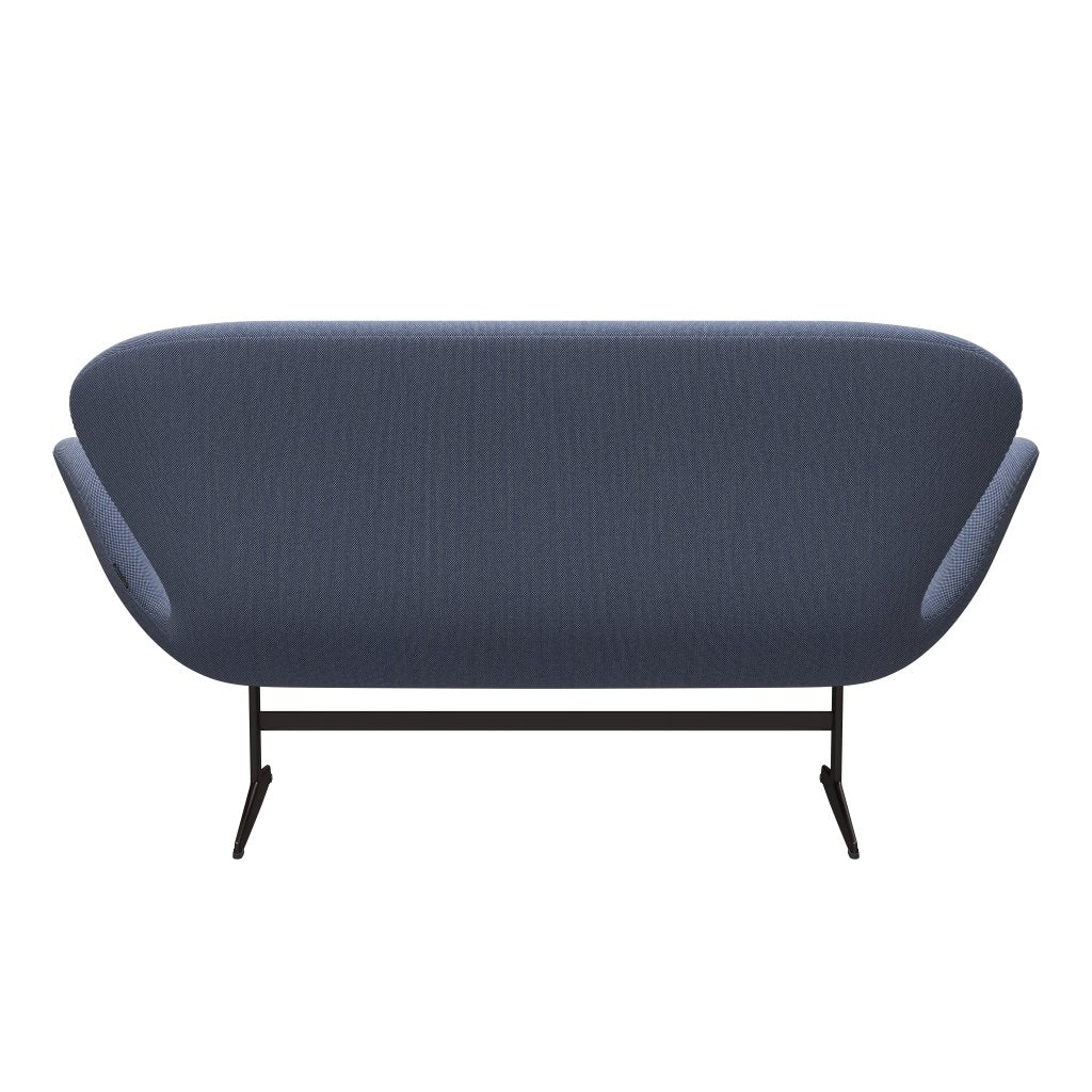 Fritz Hansen Swan Sofa 2 -Sitzer, braune Bronze/Stahlkut -Trio Weiß/Blau