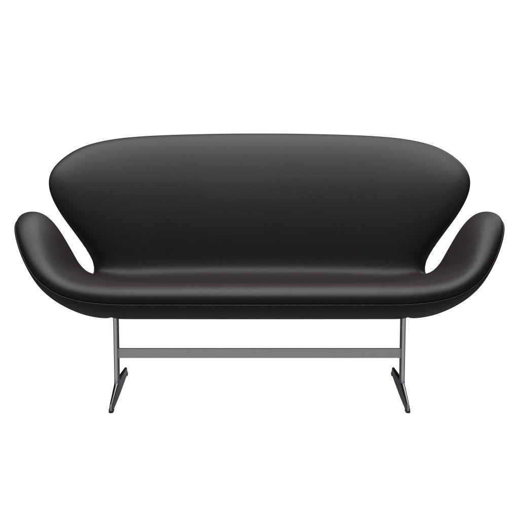 [product_category]-Fritz Hansen Swan Sofa 2 Seater, Satin Brushed Aluminium/Aura Black Brown-Fritz Hansen-3321-CLBBR-SPAL-FRI-1