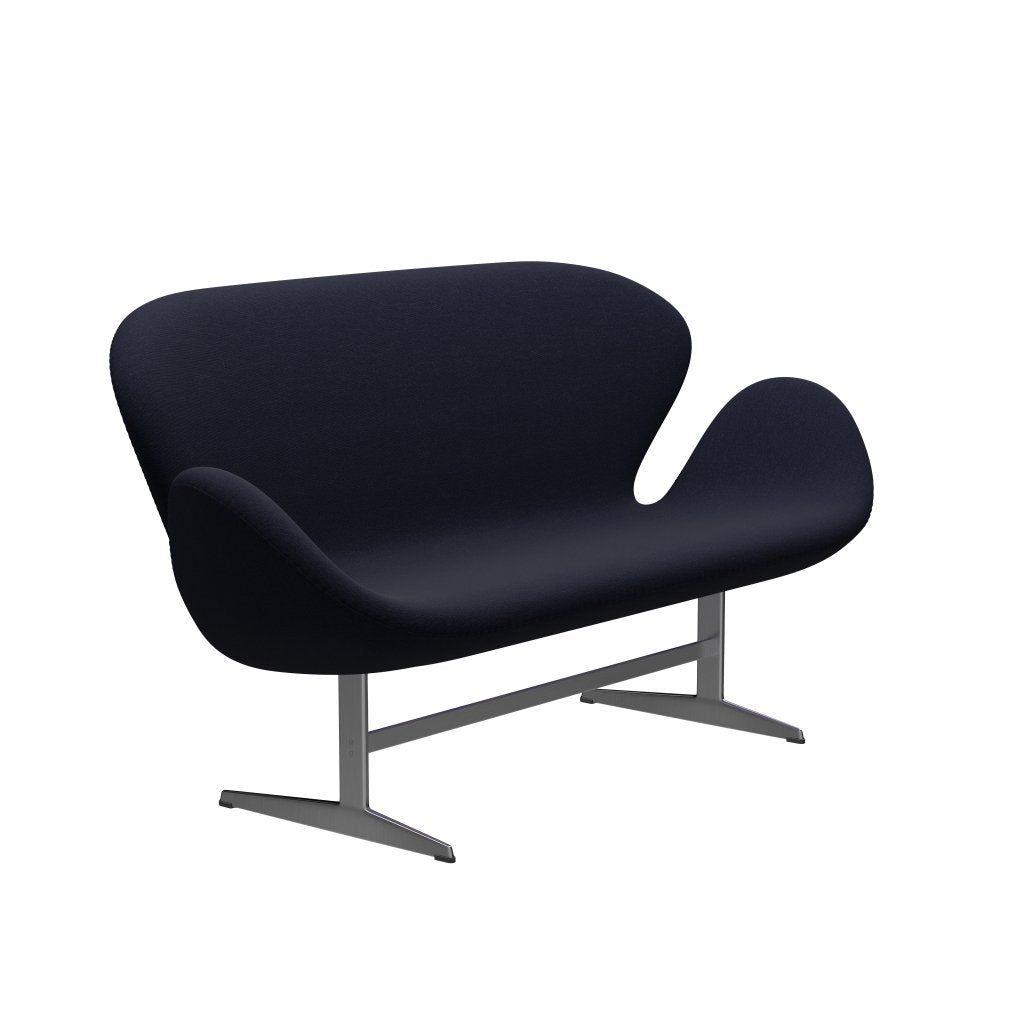 [product_category]-Fritz Hansen Swan Sofa 2 Seater, Satin Brushed Aluminium/Canvas Dark Blue-Fritz Hansen-3321-CA0794-SPAL-FRI-2