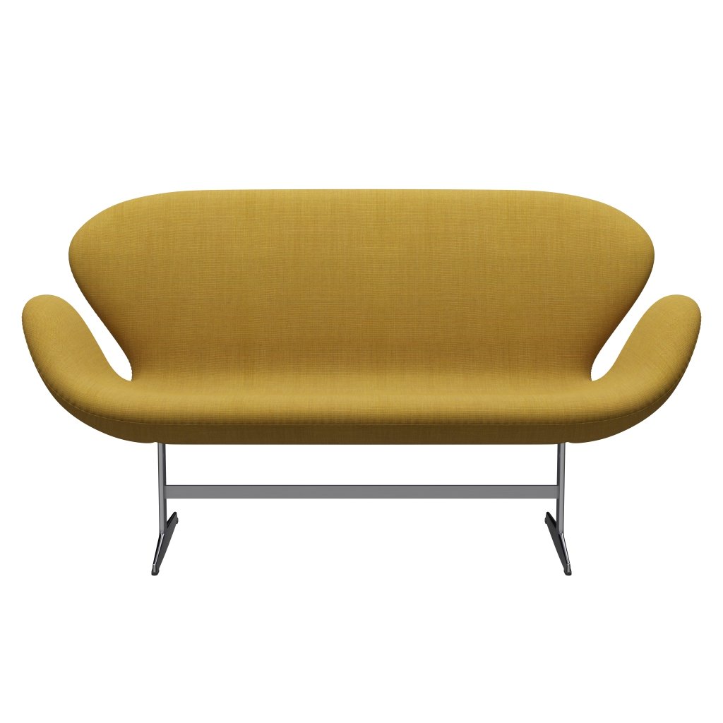 [product_category]-Fritz Hansen Swan Sofa 2 Seater, Satin Brushed Aluminium/Canvas Mustard-Fritz Hansen-3321-CA0446-SPAL-FRI-1