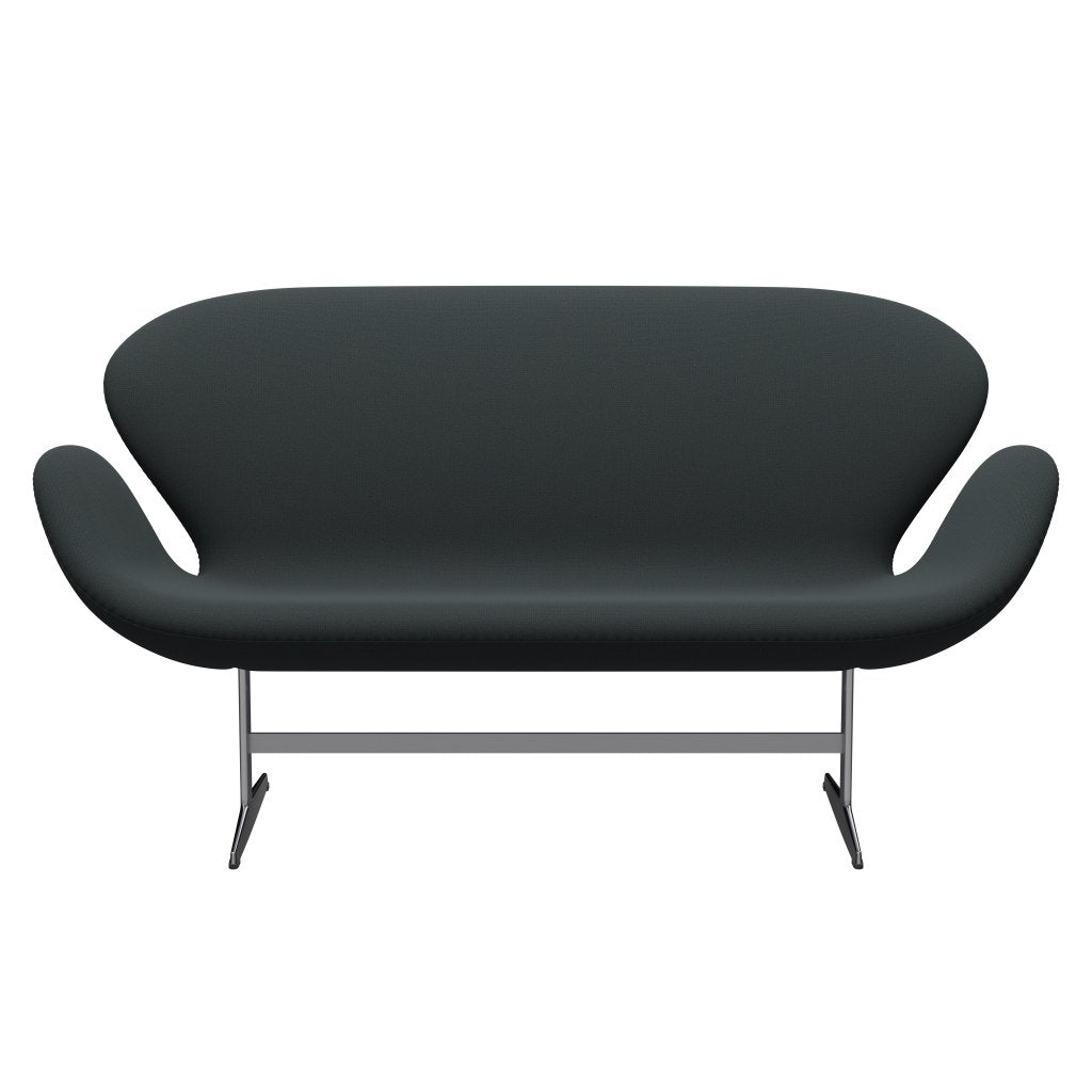 [product_category]-Fritz Hansen Swan Sofa 2 Seater, Satin Brushed Aluminium/Capture Dark Deep Green-Fritz Hansen-3321-CP7101-SPAL-FRI-1