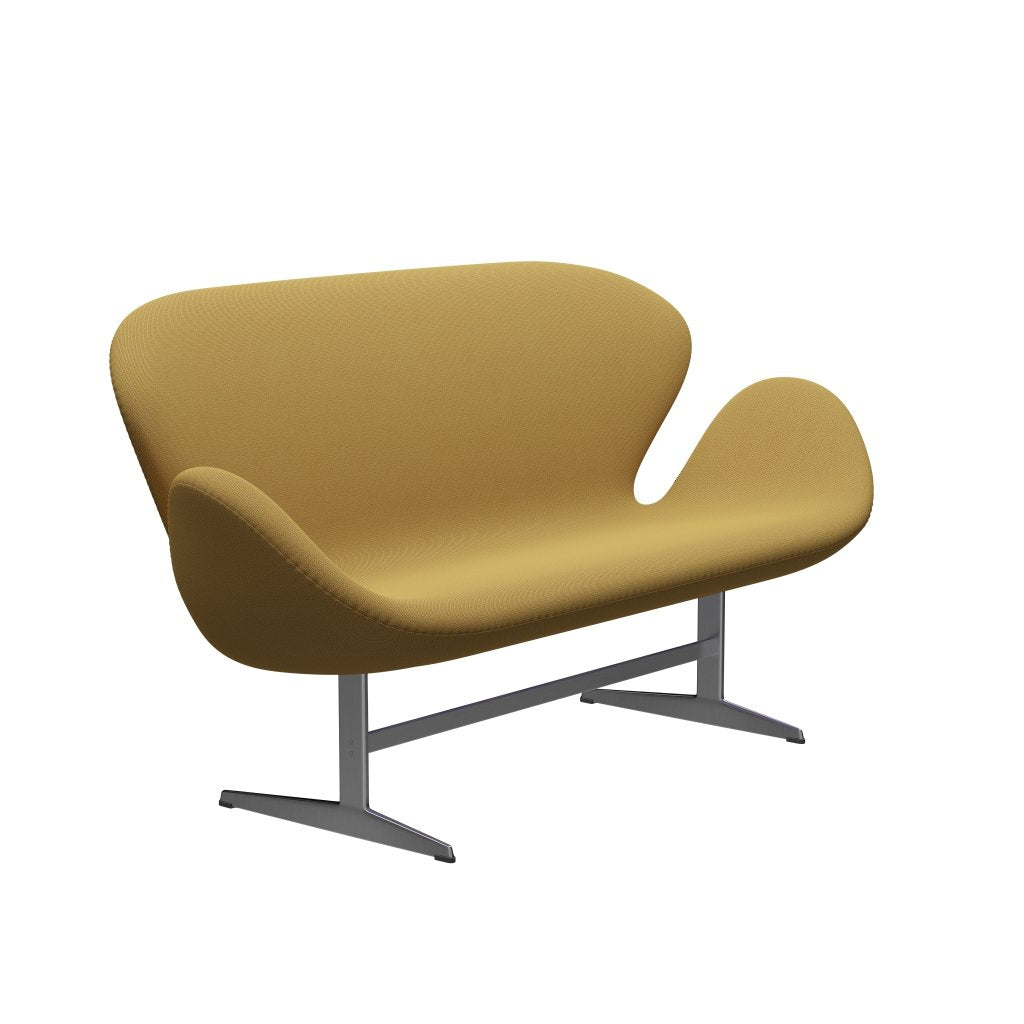 [product_category]-Fritz Hansen Swan Sofa 2 Seater, Satin Brushed Aluminium/Capture Mustard Light-Fritz Hansen-3321-CP6801-SPAL-FRI-2