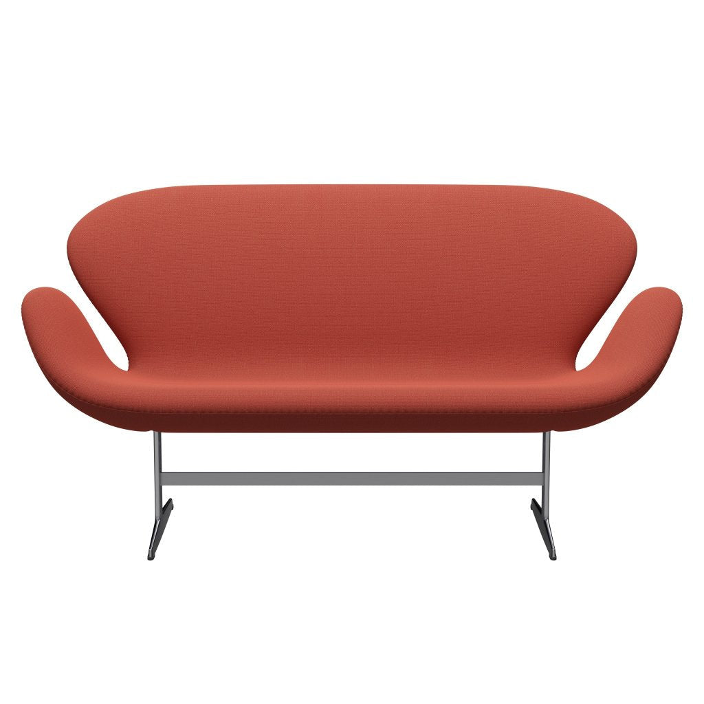 Fritz Hansen Swan Sofa 2 Seater, Satin Brushed Aluminium/Capture Orange Dark