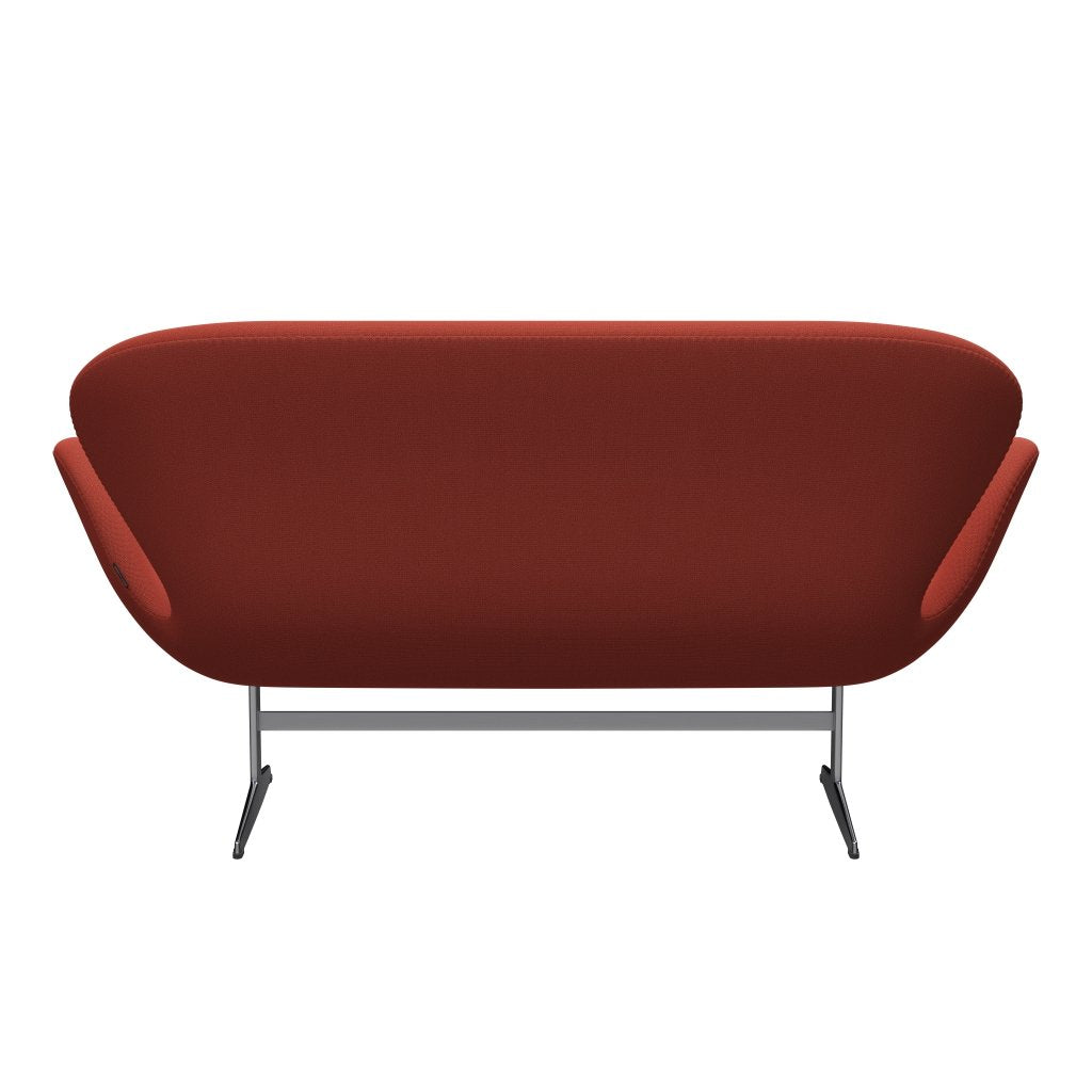 Fritz Hansen Swan Sofa 2 Seater, Satin Brushed Aluminium/Capture Orange Dark