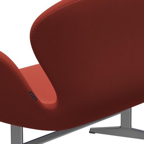 Fritz Hansen Swan Sofá 2 plazas, aluminio cepillado por satén/captura naranja oscura