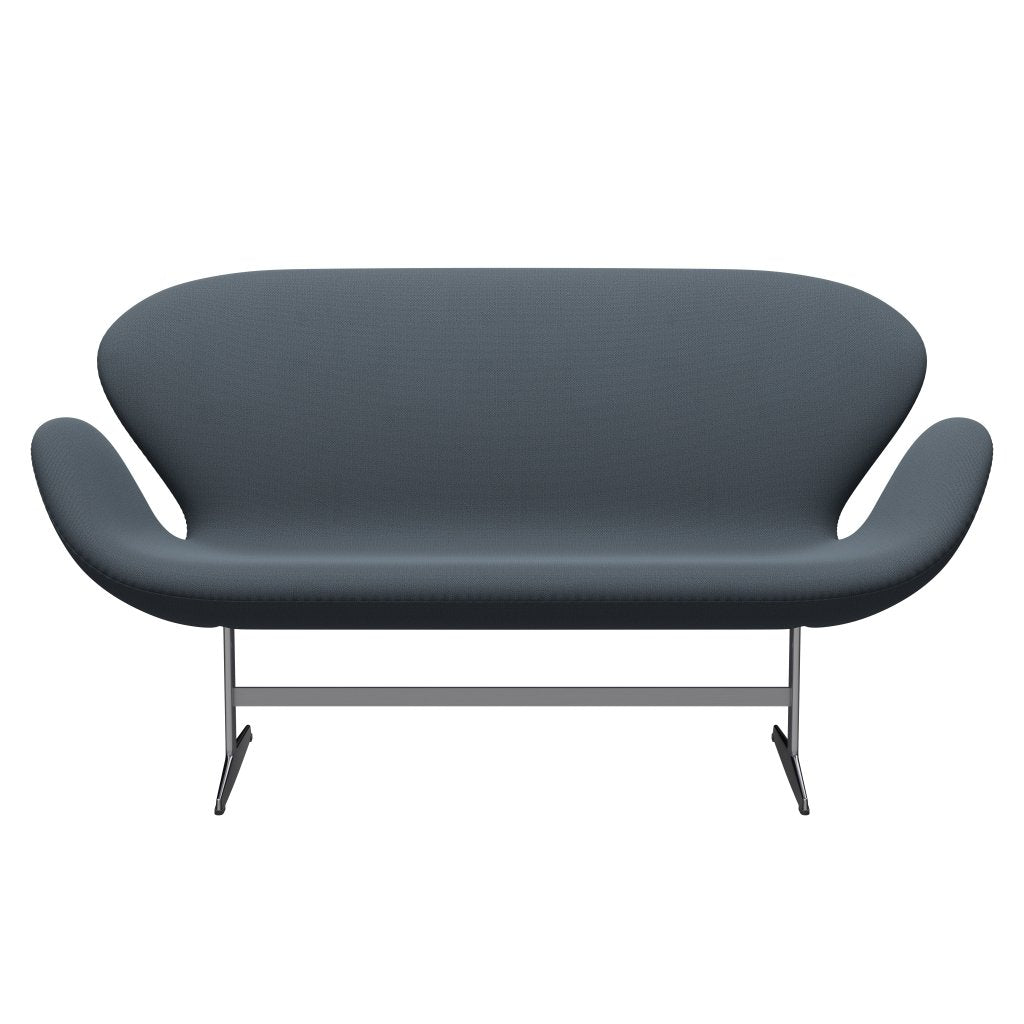 [product_category]-Fritz Hansen Swan Sofa 2 Seater, Satin Brushed Aluminium/Capture Petrol Blue-Fritz Hansen-3321-CP6602-SPAL-FRI-1