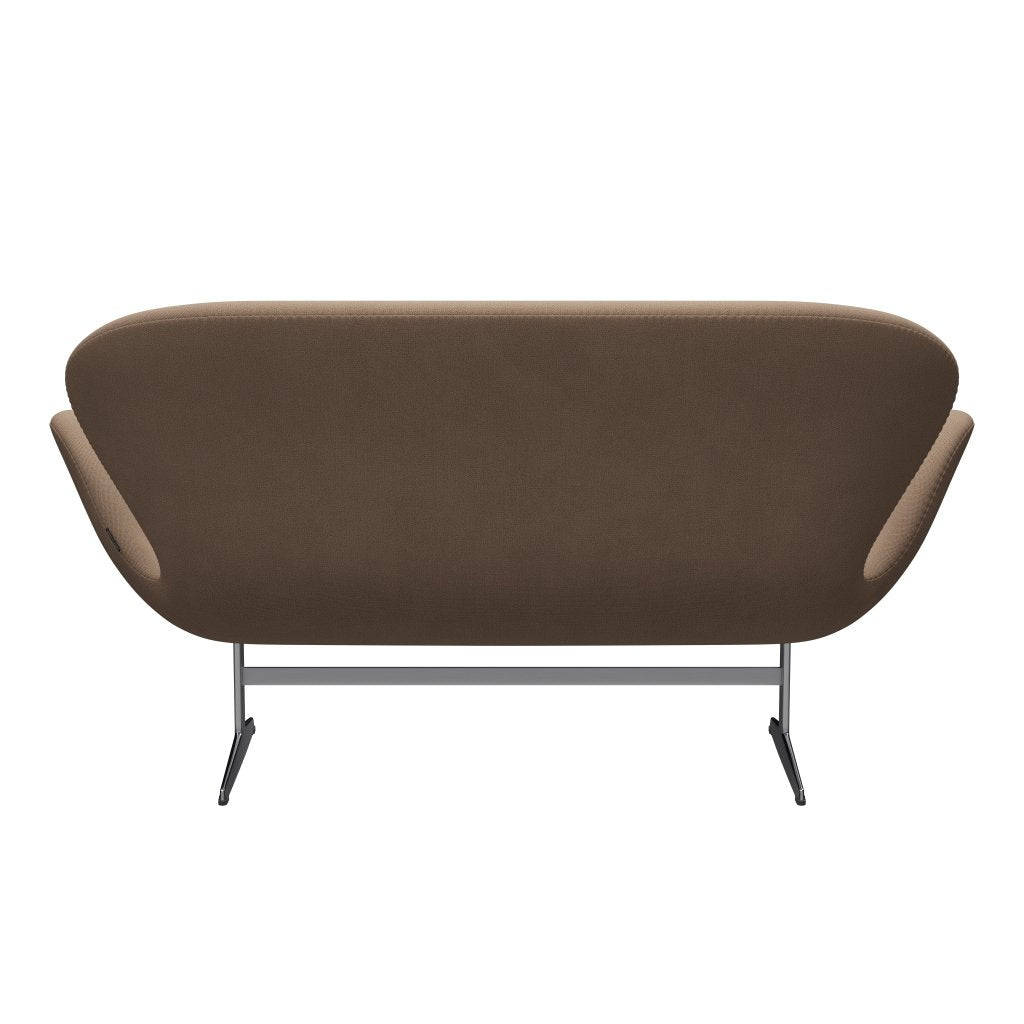 [product_category]-Fritz Hansen Swan Sofa 2 Seater, Satin Brushed Aluminium/Capture Sand/Brown-Fritz Hansen-3321-CP6201-SPAL-FRI-4