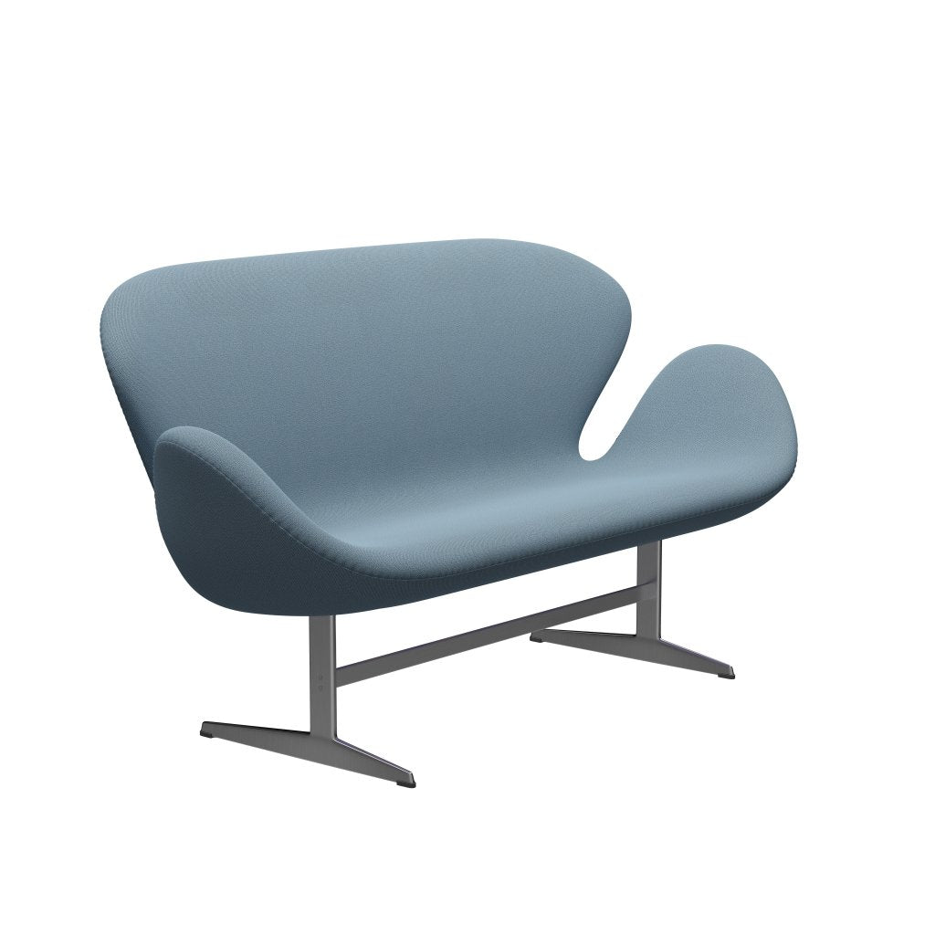 [product_category]-Fritz Hansen Swan Sofa 2 Seater, Satin Brushed Aluminium/Capture Soft Blue-Fritz Hansen-3321-CP5001-SPAL-FRI-2