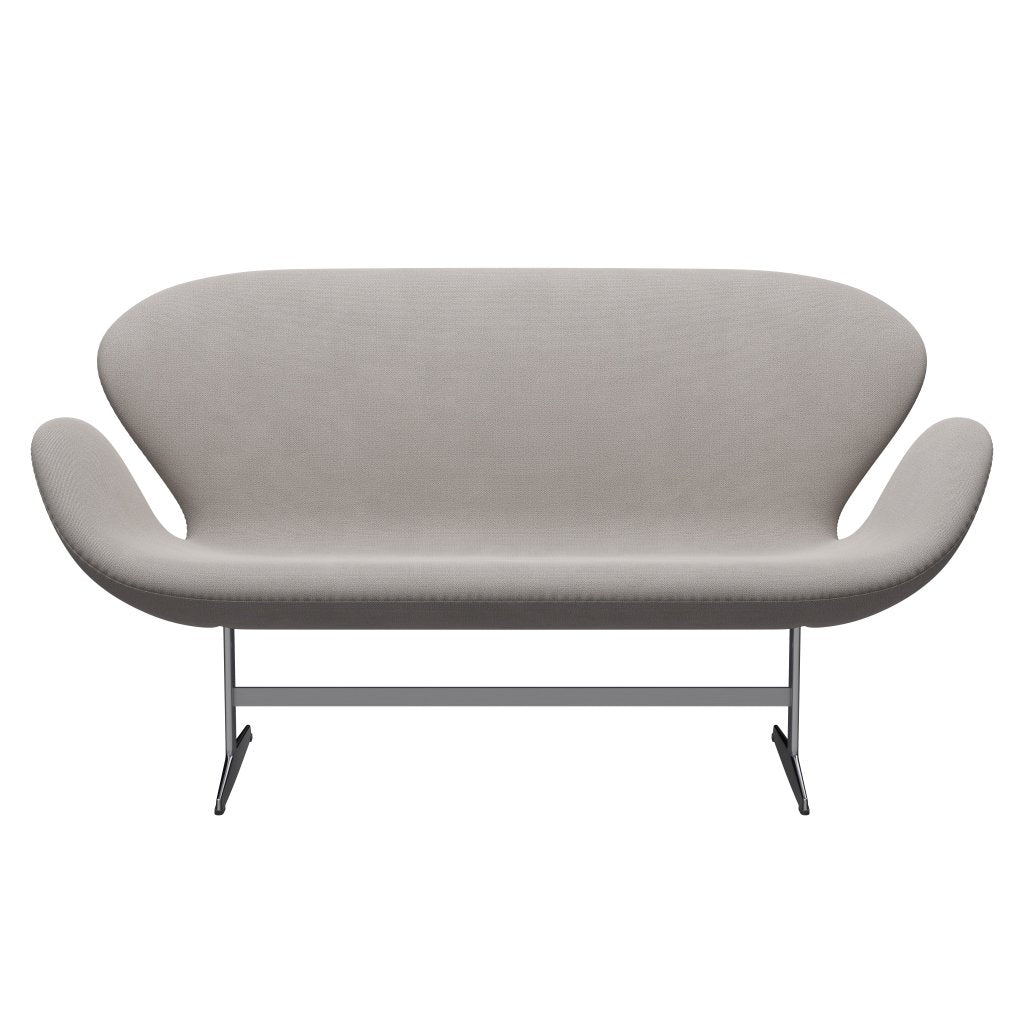 Fritz Hansen Swan Sofa 2 Seater, Satin Brushed Aluminium/Capture Warm Grey Light