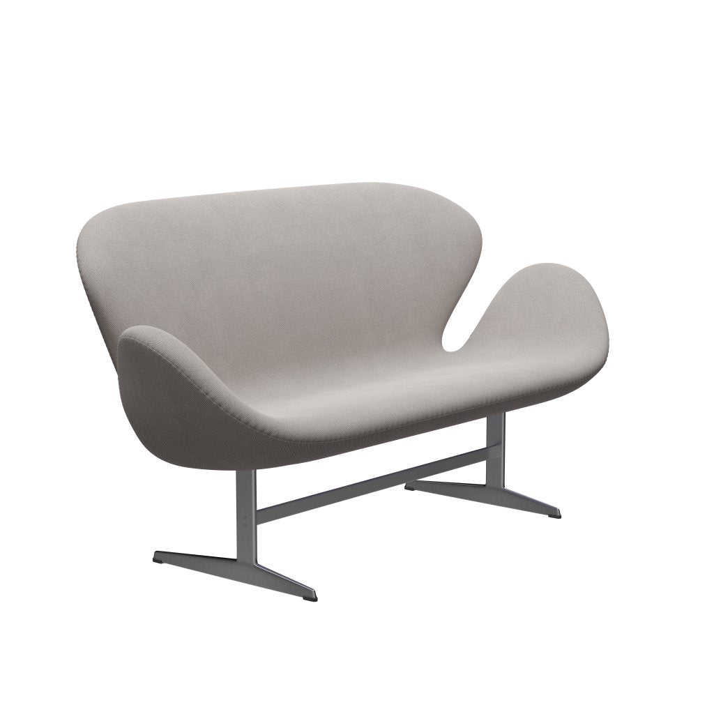 Fritz Hansen Swan Sofa 2 Seater, Satin Brushed Aluminium/Capture Warm Grey Light