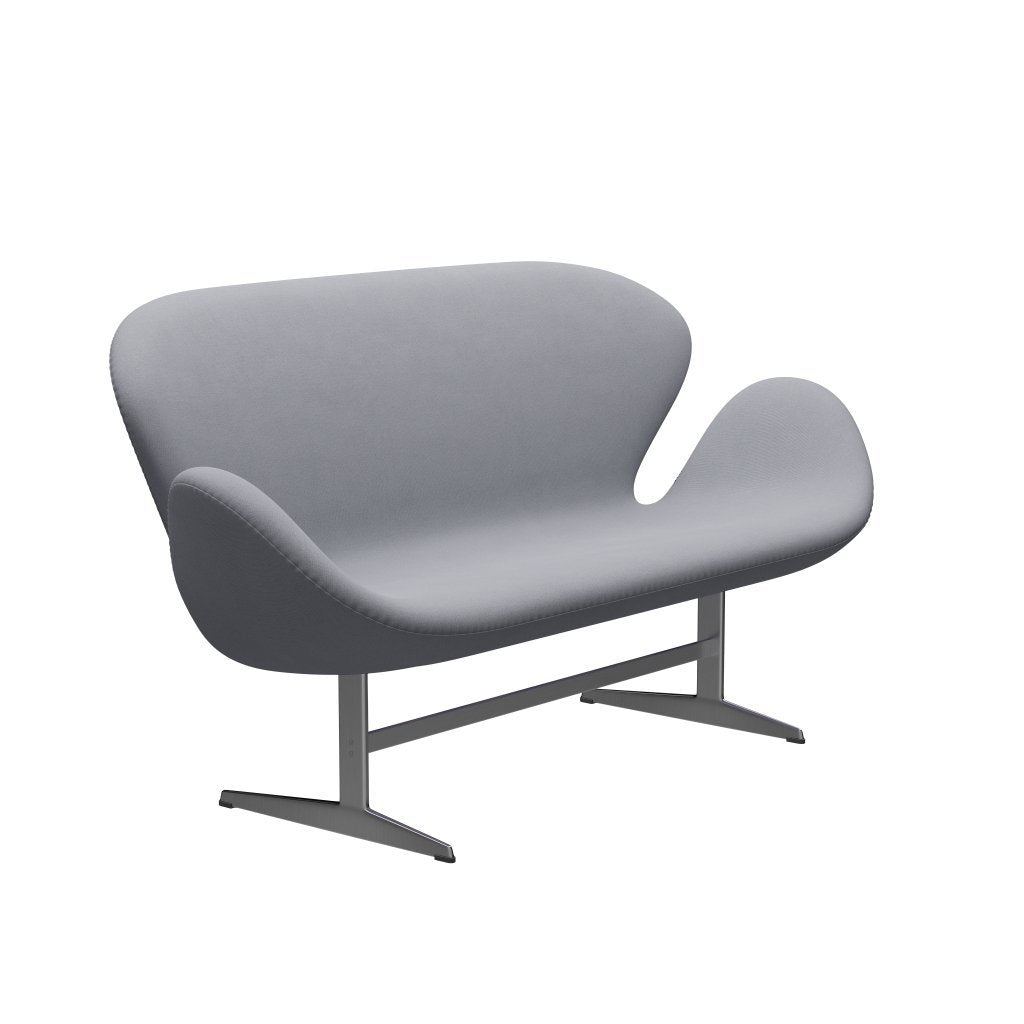 [product_category]-Fritz Hansen Swan Sofa 2 Seater, Satin Brushed Aluminium/Christianshavn Light Grey Plain-Fritz Hansen-3321-CH1170-SPAL-FRI-2