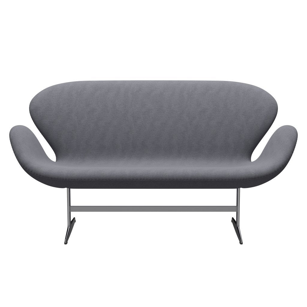 [product_category]-Fritz Hansen Swan Sofa 2 Seater, Satin Brushed Aluminium/Christianshavn Light Grey-Fritz Hansen-3321-CH1171-SPAL-FRI-1