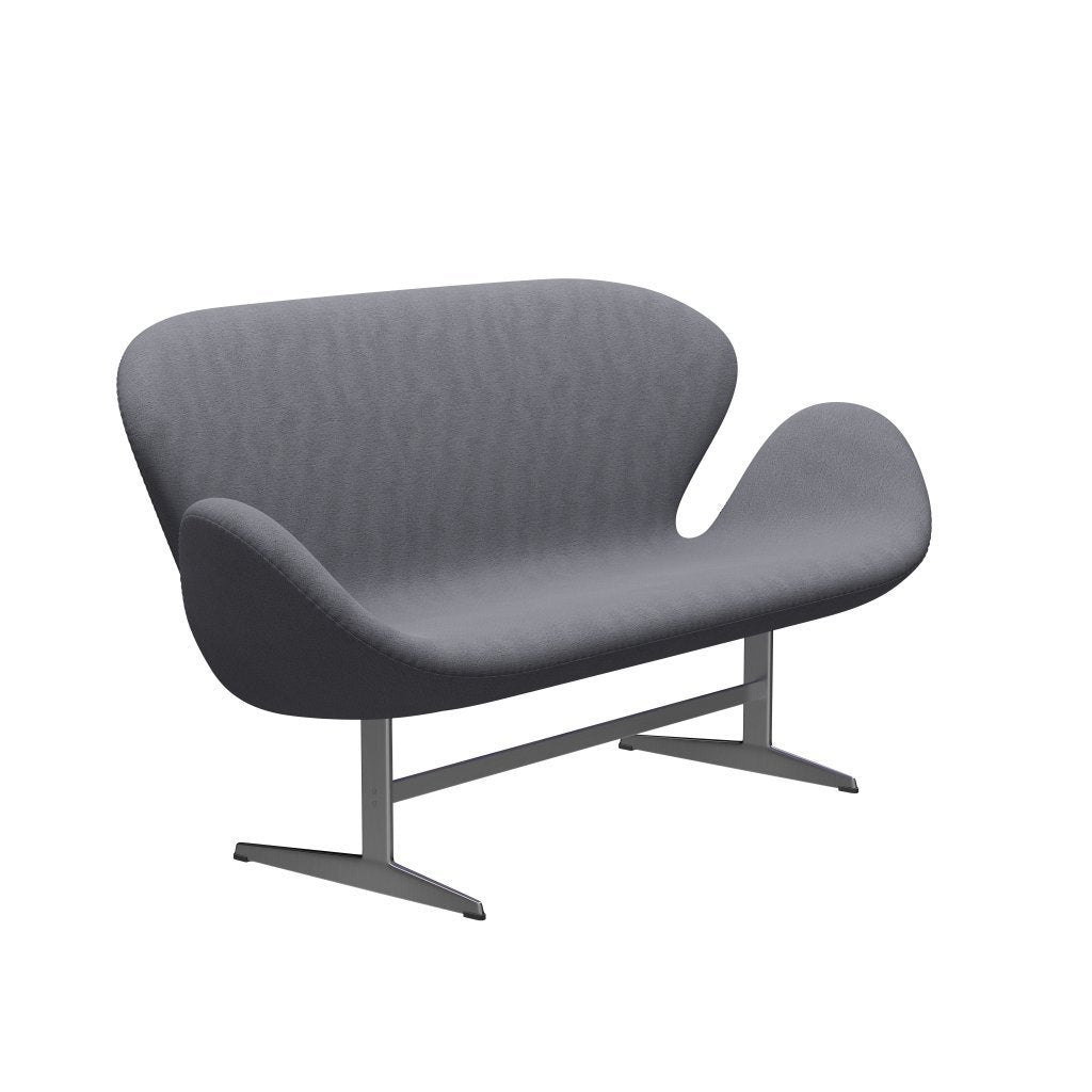 [product_category]-Fritz Hansen Swan Sofa 2 Seater, Satin Brushed Aluminium/Christianshavn Light Grey-Fritz Hansen-3321-CH1171-SPAL-FRI-2