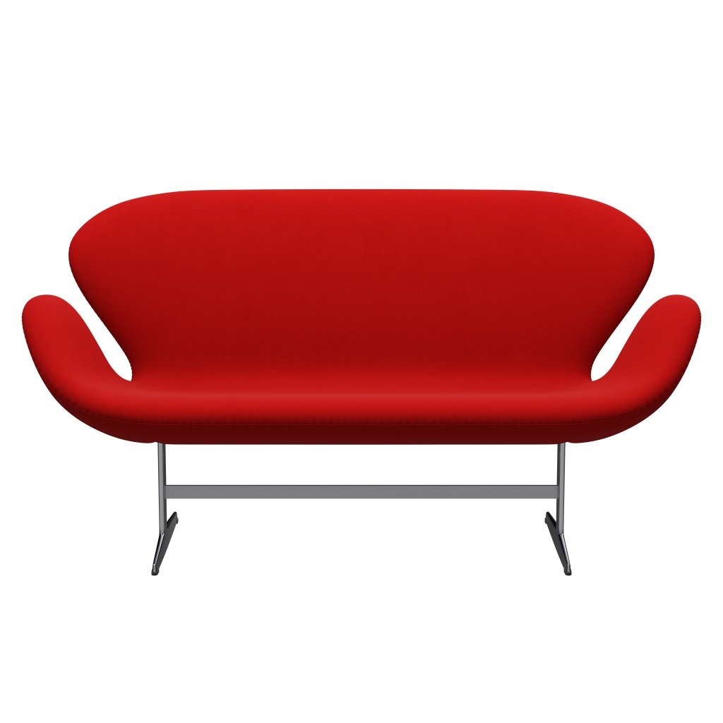 Fritz Hansen Swan canapé 2 places, aluminium brossé en satin / confort rouge (64003)