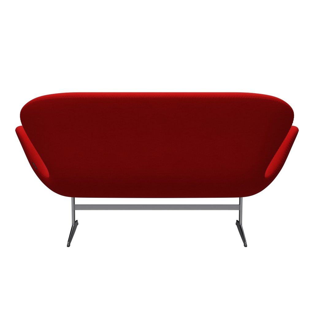 Fritz Hansen Swan Sofa 2 Seater, Satin Brushed Aluminium/Comfort Red (64003)