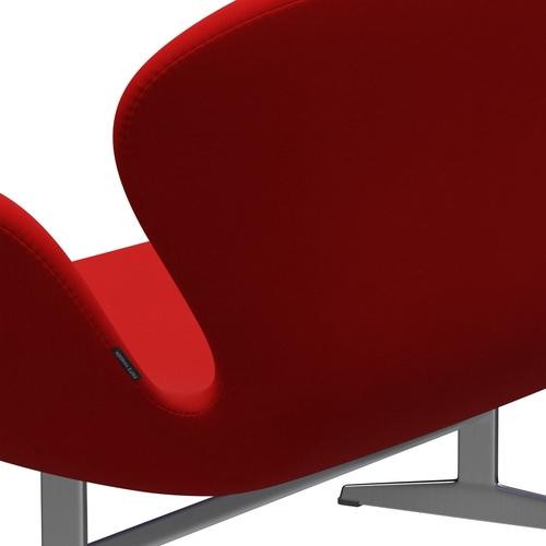 Fritz Hansen Swan Sofa 2 Seater, Satin Brushed Aluminium/Comfort Red (64003)