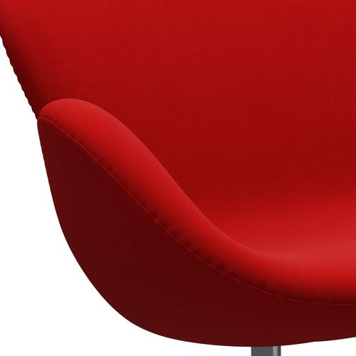 Fritz Hansen Swan Sofa 2 Seater, Satin Brushed Aluminium/Comfort Red (64003)