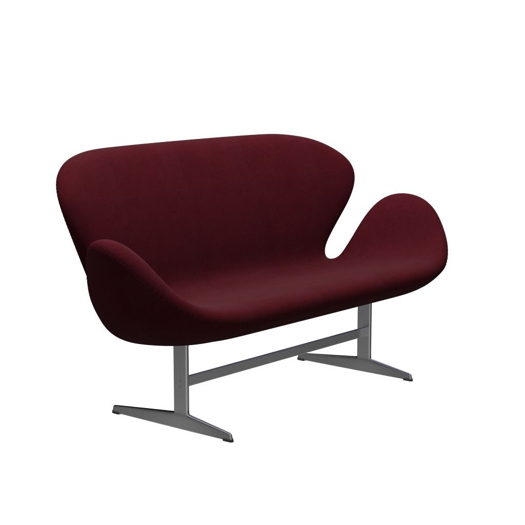 [product_category]-Fritz Hansen Swan Sofa 2 Seater, Satin Brushed Aluminium/Divina Aubergine (671)-Fritz Hansen-3321-DIV671-SPAL-FRI-2