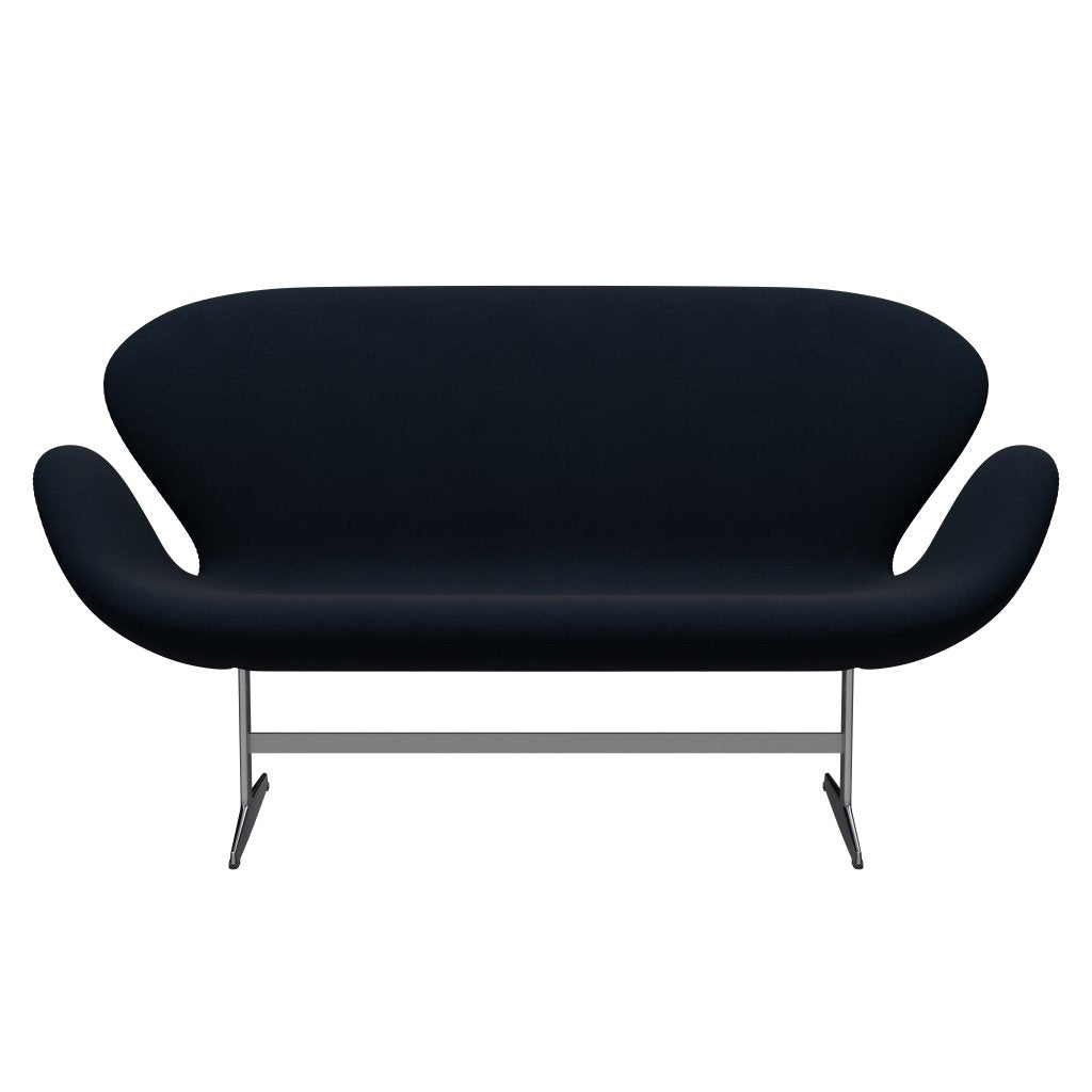 Fritz Hansen Swan Sofá 2 plazas, aluminio cepillado con satén/Divina azul oscuro