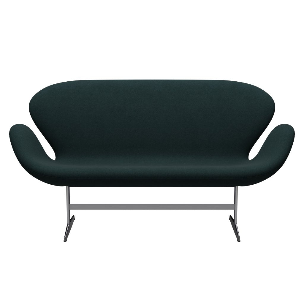 [product_category]-Fritz Hansen Swan Sofa 2 Seater, Satin Brushed Aluminium/Divina Dark Green (886)-Fritz Hansen-3321-DIV886-SPAL-FRI-1