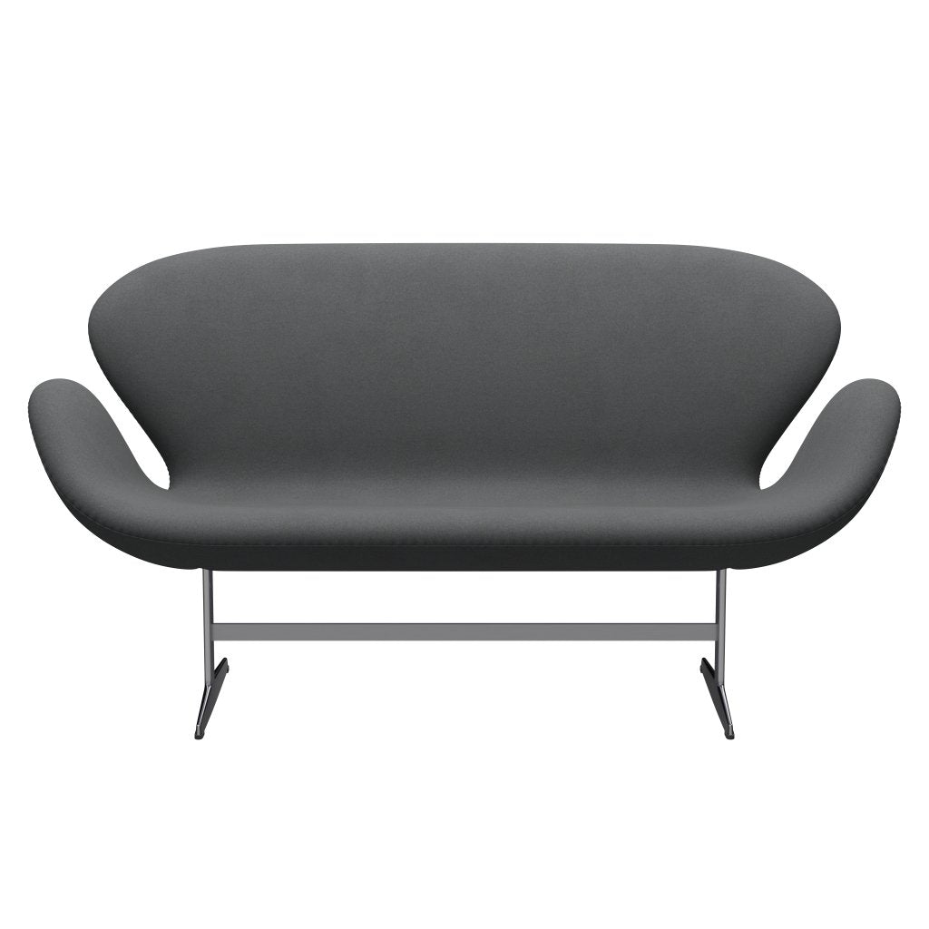 [product_category]-Fritz Hansen Swan Sofa 2 Seater, Satin Brushed Aluminium/Divina Dark Grey-Fritz Hansen-3321-DIV173-SPAL-FRI-1