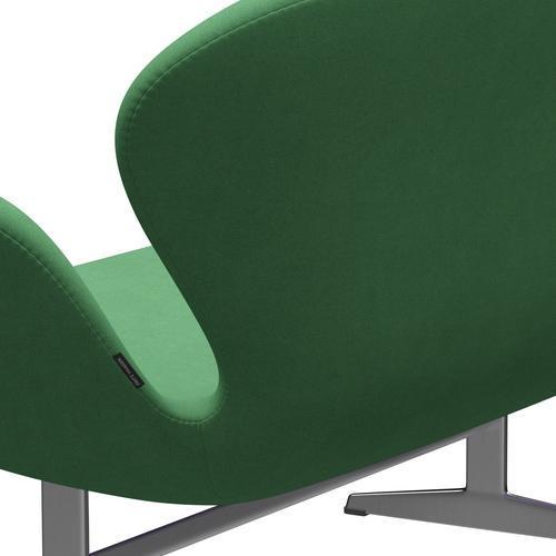 Fritz Hansen Swan Sofa 2 -sæder, satin børstet aluminium/Divina Green