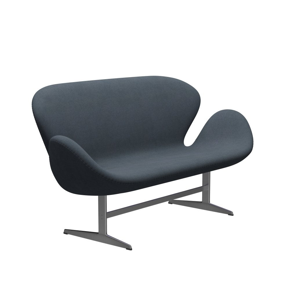 [product_category]-Fritz Hansen Swan Sofa 2 Seater, Satin Brushed Aluminium/Divina Grey-Fritz Hansen-3321-DIV154-SPAL-FRI-2