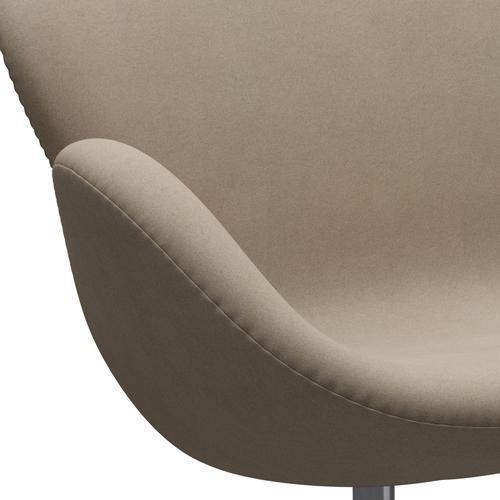 Fritz Hansen Swan Sofá 2 plazas, aluminio cepillado por satén/Divina Light Beige