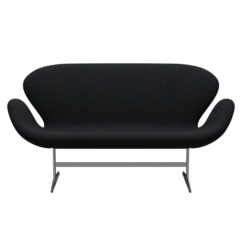 [product_category]-Fritz Hansen Swan Sofa 2 Seater, Satin Brushed Aluminium/Divina Md Black-Fritz Hansen-3321-DMD193-SPAL-FRI-1