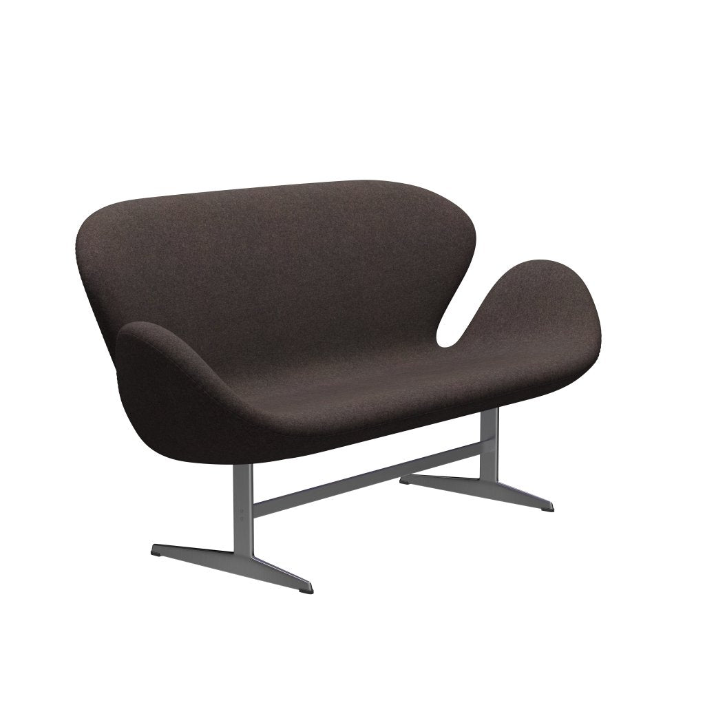 [product_category]-Fritz Hansen Swan Sofa 2 Seater, Satin Brushed Aluminium/Divina Md Chocolate-Fritz Hansen-3321-DMD353-SPAL-FRI-2