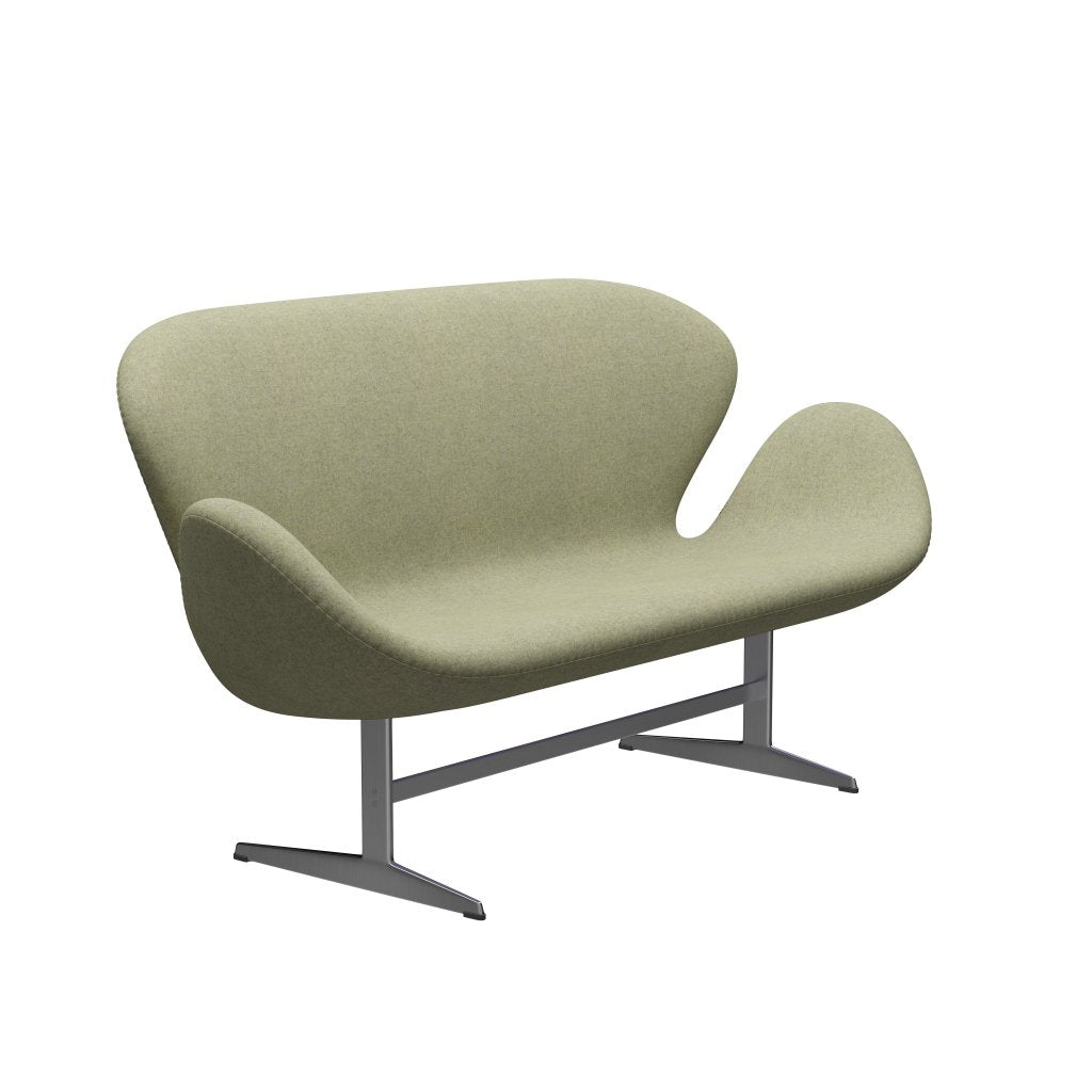 [product_category]-Fritz Hansen Swan Sofa 2 Seater, Satin Brushed Aluminium/Divina Md Soft Green-Fritz Hansen-3321-DMD913-SPAL-FRI-2