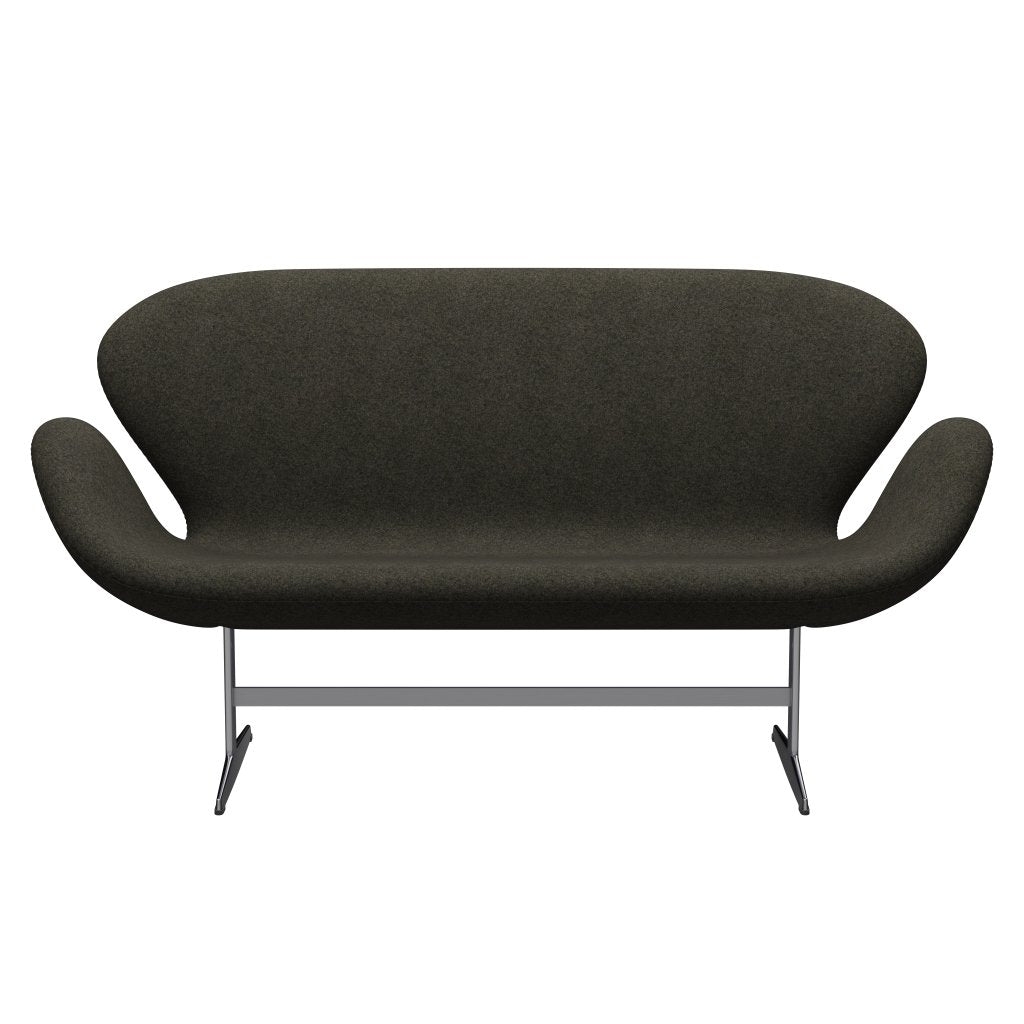 [product_category]-Fritz Hansen Swan Sofa 2 Seater, Satin Brushed Aluminium/Divina Melange Grey Brown-Fritz Hansen-3321-DIM277-SPAL-FRI-1