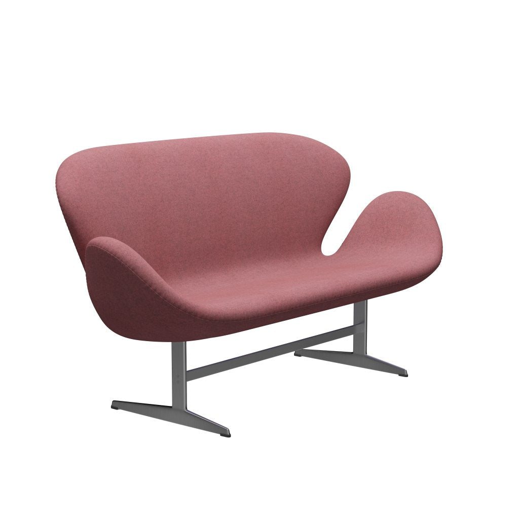 [product_category]-Fritz Hansen Swan Sofa 2 Seater, Satin Brushed Aluminium/Divina Melange Pink-Fritz Hansen-3321-DIM617-SPAL-FRI-2