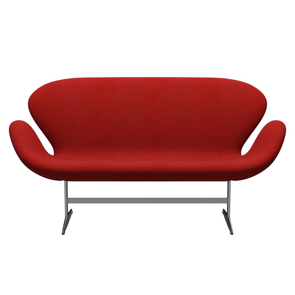 [product_category]-Fritz Hansen Swan Sofa 2 Seater, Satin Brushed Aluminium/Divina Melange Red-Fritz Hansen-3321-DIM557-SPAL-FRI-1