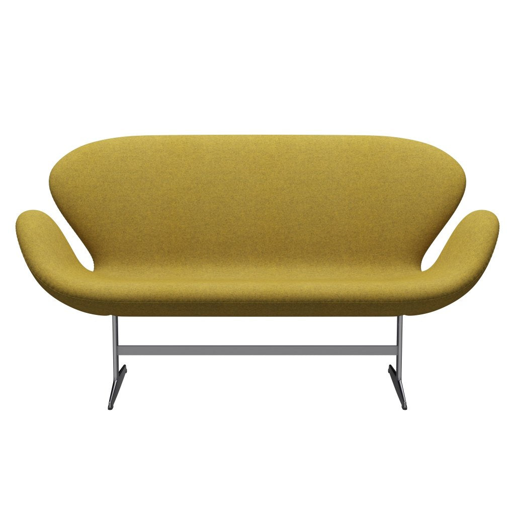 [product_category]-Fritz Hansen Swan Sofa 2 Seater, Satin Brushed Aluminium/Divina Melange Yellow-Fritz Hansen-3321-DIM427-SPAL-FRI-1