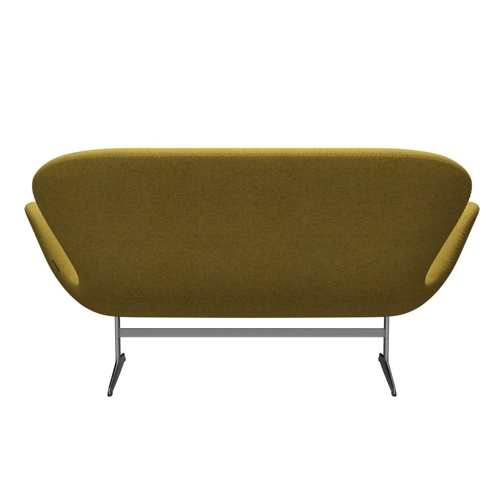 Canapé Swan Fritz Hansen 2 places, aluminium brossé en satin / divina melange jaune