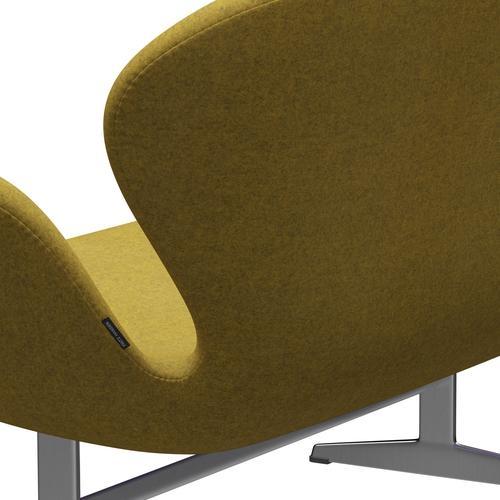 Canapé Swan Fritz Hansen 2 places, aluminium brossé en satin / divina melange jaune